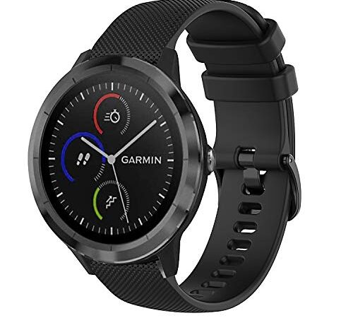 Braleto Correa Compatible con Garmin Vivoactive 3 / Vivoactive 3 Music/Venu, 20mm Pulsera de Repuesto de Silicona Suave (Negro)