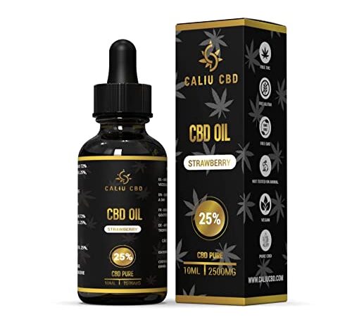 CBD OIL |Aceite CBD puro 25% 10ML 2500Mg | Base Aceite cáñamo enriquecido con CBD |Extracto fresa 0% THC |1200 gotas de Cannabidiol PREMIUM| Rico en ácidos grasos | Fabricado en EU GMP (25%, 10 ML)