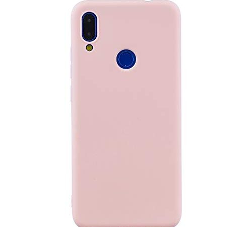 cuzz Funda para Xiaomi Redmi Note 7+{Protector de Pantalla de Vidrio Templado} Carcasa Silicona Suave Gel Rasguño y Resistente Teléfono Móvil Cover-Rosa Claro