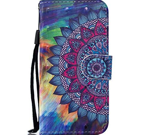 Draamvol Funda para iPhone SE 2022 iPhone SE 3, funda de piel con tapa abatible para iPhone SE 3/iPhone SE 2022, con cierre magnético, función atril, tarjetero, mandala