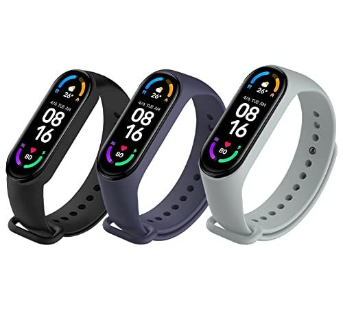 EasyULT 3 Pack Correas para Xiaomi Mi Band 5 / Mi Band 6, Silicona Pulseras de Repuesto para Mi Band 5 & Mi Band 6, Suave, Transpirable, Resistente al Sudor