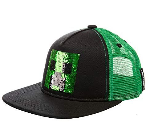 JINX Minecraft Creeper - Gorra de béisbol con lentejuelas, color verde