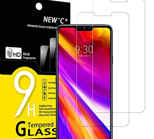 NEW'C 2 Piezas, Protector Pantalla para LG G7 ThinQ, Cristal templado Antiarañazos, Antihuellas, Sin Burbujas, Dureza 9H, 0.33 mm Ultra Transparente, Ultra Resistente