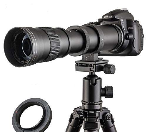 Teleobjetivo manual 420-800 mm F/8.3-16 de marco completo para cámara digital Nikon D7100 D80 D90 D600 D5000 D5100 D3200 D7000 D7200 DSLR con funda de piel, de Jintu