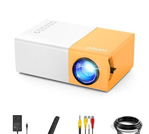 YG 300 Pro Proyector, Vamvo L2600 Mini Proyector Portátil para Movil, Soporta 1080p Full HD,Regalo Navidad Infantil, Recargable, Compatible con USB/HDMI/SD/AV