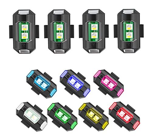 4Pcs Drone Strobe Light, 7 Colores Luz estroboscópica para drones Luz anticolisión Luces de advertencia nocturnas para motocicleta, moto de cross, bicicleta eléctrica, coche RC, barco RC, dron