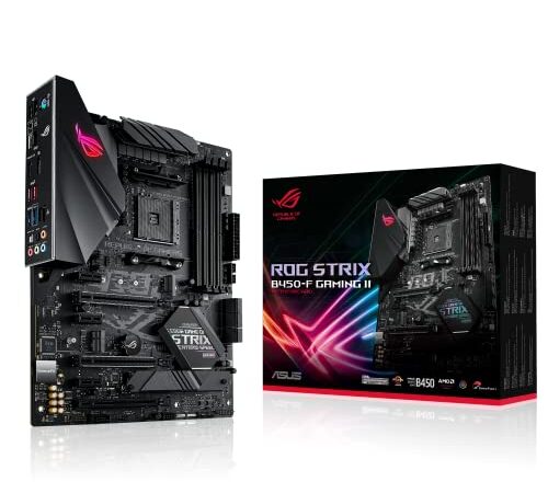 Asus Zócalo de placa base ROG Strix B450-F Gaming II AM4 (ATX, AMD Ryzen, memoria DDR4, USB 3.1, NVME M.2, SATA 6Gbps, Aura Sync, micrófono con cancelación de ruido AI)