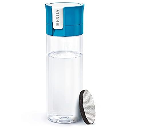 BRITA Botella filtrante Azul- Filtro Tecnología MicroDisc, Óptimo sabor para disfrutar en cualquier lugar, Botella de Agua sin BPA, 0.6 litros