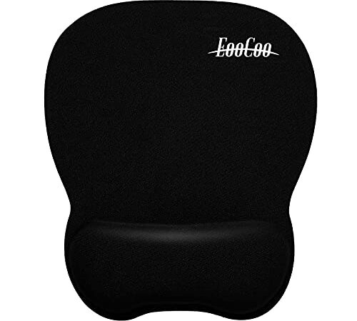 EooCoo Alfombrilla de Ratón con Reposamuñecas, 4mm Mousepad con Memory Foam, Base de Goma no Deslizante, Negro