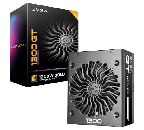 EVGA Supernova 1300 GT, 80 Plus Gold 1300W, Fully Modular, Eco Mode with FDB Fan, 10 Year Warranty, Includes Power ON Self Tester, Compact 180mm Size, Power Supply 220-GT-1300-X2 (EU)