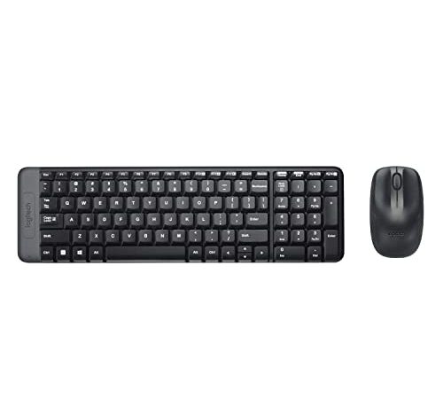 Logitech MK220 Combo con Teclado y Ratón Inalámbrico compacto para Windows, Inalámbrico a 2,4 GHz con Receptor USB Unifying, Batería para 24 meses, PC, Portátil, Disposición QWERTY Español - Negro