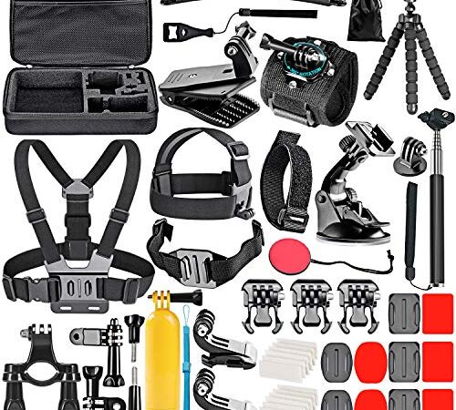 Neewer 50 en 1 Kit de Accesorios para Cámara de Acción Compatible con GoPro Hero10/9/8/7/6/5/4, GoPro Max, GoPro Fusion, Insta360, DJI Osmo Action/Action 2, AKASO etc