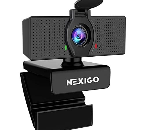 NexiGo N60 1080P Webcam, HD Webcam con Micrófono, Control por Software & Cubierta de Privacidad, USB para Computadora, FOV de 110°, Plug & Play, para Zoom/Skype/Teams, Conferencias y Videollamadas