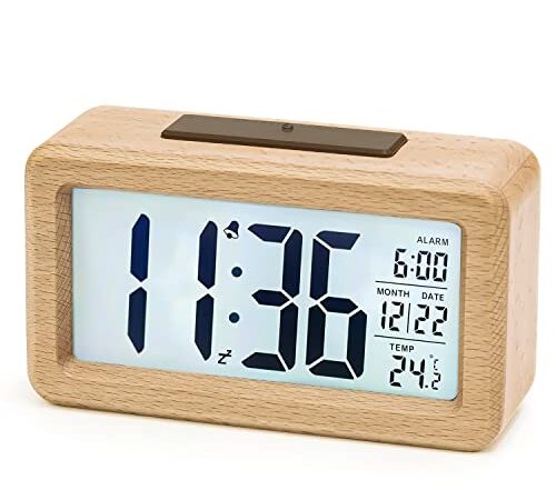 Reloj Despertador Digital, aboveClock Despertador con Pantalla LED de Temperatura, Pantalla Grande, Reloj Despertador Pilas Brillo Regulable, Función Snooze【3 × AAA Baterías Necesarias】