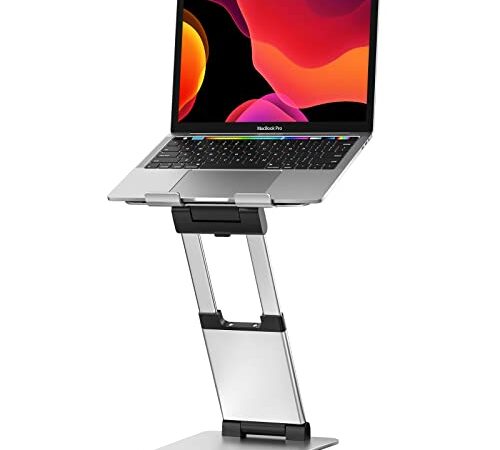 Tounee Soporte Portátil, Ergonómico Laptop Stand, Soporte para Portátil Altura Ajustable de 2.1"a 21" Compatible con MacBook, Air, Pro y Otras Computadoras Portátiles de 10-17 Pulgadas, Plata