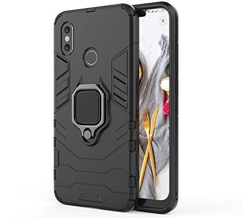 Xiaomi Mi 8 Funda, MHHQ 2in1 Armadura Combinación A Prueba de Choques Heavy Duty Escudo Cáscara Dura PC + TPU Silicona con Soporte Magnetic Car Mount Case Cover para Xiaomi Mi 8 -All Black