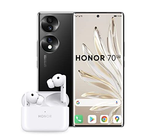 HONOR 70 Smartphone 5G, OLED 6,67" a 120 Hz, 8GB+256GB, Cámara 54 MP, IMX800 Super Sensor, Dual 1080P HD Video, Batería de 4800mAh, Supercharge 66W, MagicUI 6.1, Android 12 GMS Dual SIM, Midnight nero