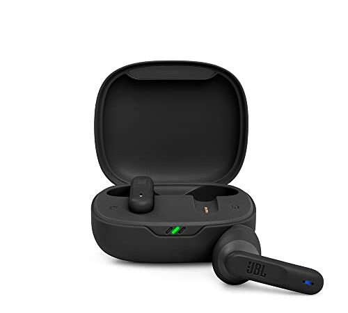 JBL Wave 300 TWS True Wireless Auriculares Inalámbricos In-Ear con micrófono integrado, hasta 26 horas de reproducción, incluye estuche de carga, negro