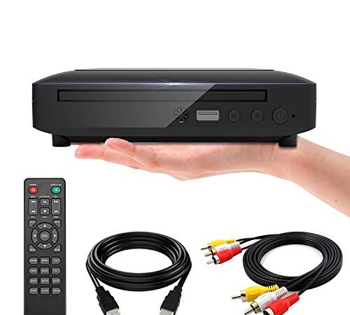 Ceihoit Mini Reproductor de DVD, Reproductor de CD/Disco para TV con Salida HDMI/AV, Cables HDMI/AV incluidos, HD 1080P Compatible con Sistema PAL/NTSC Incorporado Entrada USB