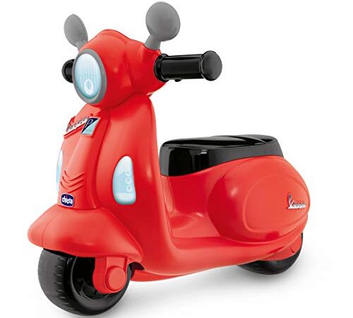 Chicco Vespa Primavera, Moto Correpasillos para Niños, Juguete para Niños con Panel Electrónico, Luz, Sonido y Ruedines Estabilizadores Extraíbles – Moto Para Niños de 1 a 3 Años, Máx. 20 Kg, Roja