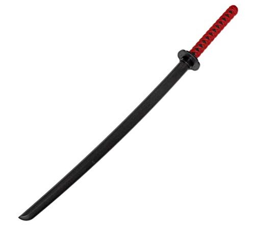 DEPICE Katana - Katana (plástico Duro, Mango de Color), Color Negro y Rojo