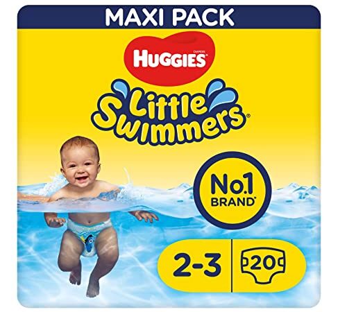 HUGGIES Little Swimmers Pañal Bañador Desechable Unisex Talla 2-3, 3-8 kg (20 pañales bañadores)