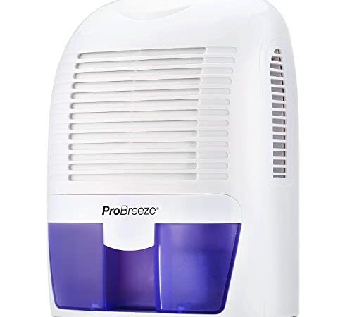 Pro Breeze Deshumidificador 1500 ml Pequeño y Portátil. Elimina, Humedad y Moho de Habitaciones, Baños y Áreas Medianas y Pequeñas. Bajo Consumo y Auto Apagado