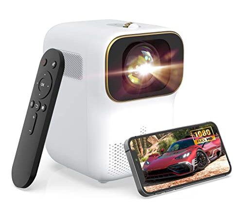 WEWATCH V30SE - Mini proyector Native 1080P, 12000 lúmenes, proyector WiFi portátil, proyector de vídeo exterior, altavoz dual de 3 W integrado con HDMI para TV Stick, iOS, Android