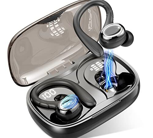 Auriculares Inalambricos Deportivos Rulefiss Auriculares Bluetooth 5.3 con Mic, CVC8.0 Cascos Inalambricos Cancelacion Ruido IP7 Impermeable Pantalla LED/48Hrs in-Ear Audifonos Deporte Running/Viajes