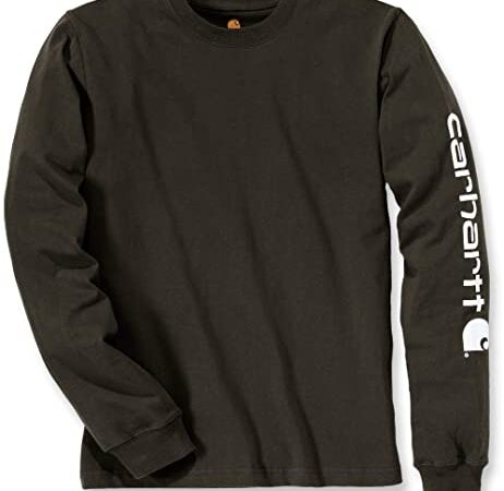 Carhartt Signature Logo Long-Sleeve T-Shirt Camiseta, Peat, M para Hombre