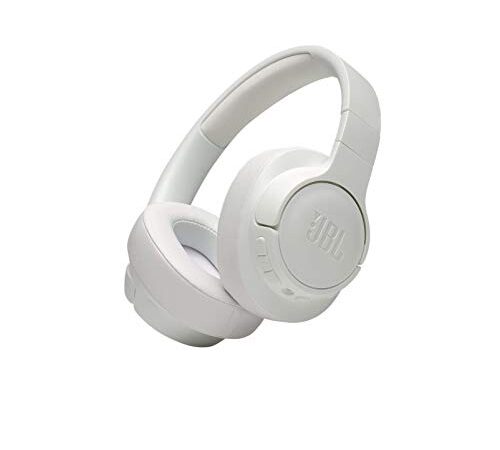 JBL T750BTNC Auriculares Over Ear inalámbricos con Bluetooth y cancelación de ruido activa, auriculares de diadema ligeros con batería de hasta 15 horas y cable extraíble, color blanco