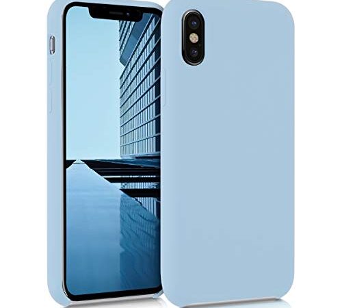 kwmobile Carcasa Compatible con Apple iPhone X - Funda de Silicona para móvil - Cover Trasero en Azul Pastel