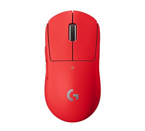 Logitech G PRO X SUPERLIGHT Ratón inalámbico Gaming, ultraligero 63g, sensor HERO 25K, 25600 DPI, 5 botones programables, batería larga duración, memoria integrada, diseñado para eSport, PC/Mac - Rojo