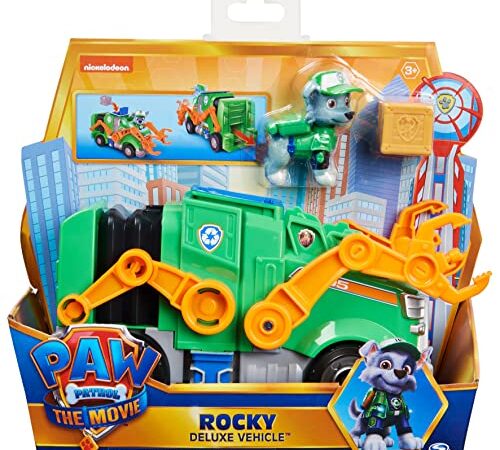 Patrulla Canina - Coche Rocky Patrulla Canina LA PELÍCULA - Camión Juguete Transformable Deluxe de la Película Patrulla Canina Rocky, 1 Figura y 1 proyectil - 6061909 - Juguetes Niños 3 Años +