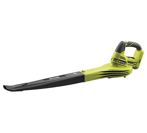 RYOBI - Soplador Eléctrico Inalámbrico a Batería 18V ONE+ 245 km/h - Uso Limpieza de Hojas, Pasillos Exteriores, Terrazas, Céspedes y Jardines Pequeños - Se entrega con 1 Boquilla Plana - OBL1820S