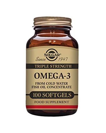 Solgar Omega-3 Triple Concentración, Aceite Concentrado de Pescado de Aguas Frías Aporta EPA y DHA,100 Cáspulas Blandas, Ácidos Grasos