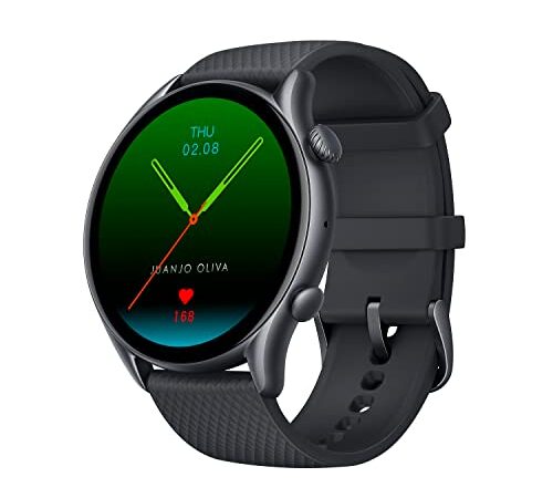 Amazfit GTR 3 Pro Smartwatch Pantalla AMOLED de 1.45"Frecuencia Cardíaca Sueño Estrés Monitorización de SpO2 Reloj Deportivo con 150 Modos Deportivos GPS Llamadas Bluetooth Control de Música Alexa