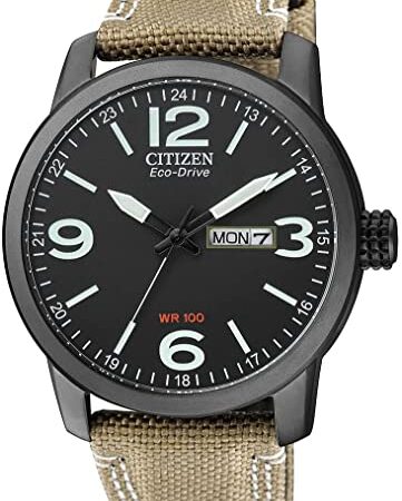 Citizen BM8476-23EE - Reloj analógico de Cuarzo para Hombre, Correa de Nailon Color Crema