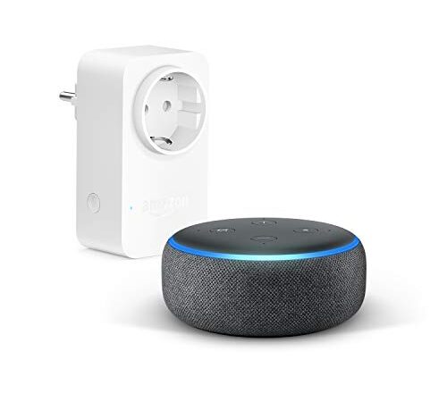 Echo Dot (3.ª generación), Tela de color antracita + Amazon Smart Plug (enchufe inteligente WiFi), compatible con Alexa - Kit de inicio de Hogar digital