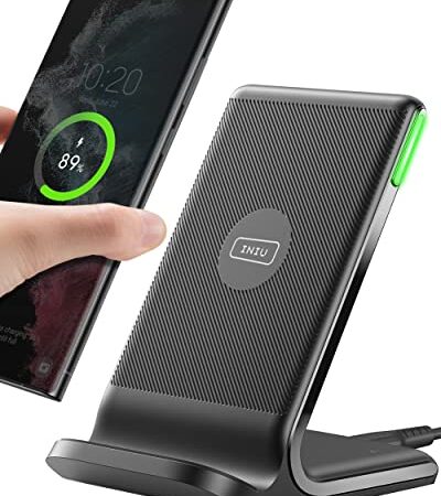 INIU Cargador Inalámbrico Rápido Stand, 15W Wireless Charger Estación Phone Fast Charge Holder para iPhone 14 13 12 11 Pro MAX Mini XR XS 8 Plus Samsung Galaxy S22 S21 S20 Google Pixel Xiaomi etc