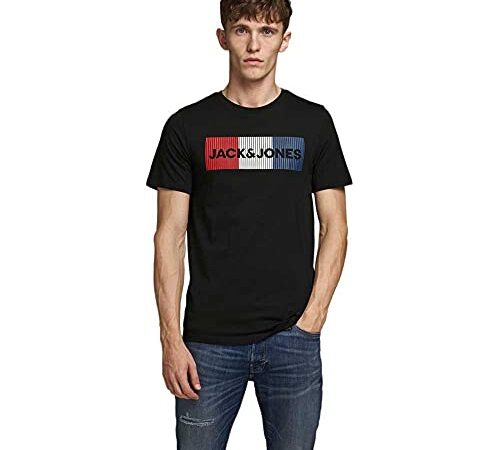 Jack & Jones Jjecorp Logo tee SS O-Neck Noos Camiseta, Black/Detail Play Slim, L para Hombre