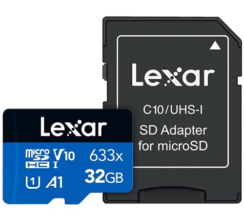 Lexar High-Performance 633x Tarjeta Micro SD 32GB, Tarjeta microSDHC UHS-I, Hasta 100 MB/s de Lectura, Tarjeta TF para Teléfono inteligente, Tableta y Cámara de acción (LSDMI32GBBEU633A)