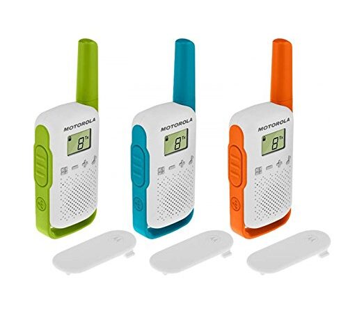 Motorola T42 Triple Talk About – Aparatos de Radio (PMR446, 16 Canales, Alcance 4 Km) Multicolor, ( Paquete de 3)