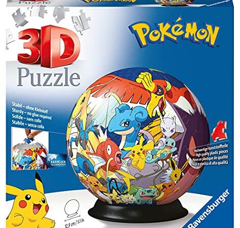 Ravensburger - 3D Puzzle Pokemon, Puzzle Ball, 72 Piezas, 6+ Años