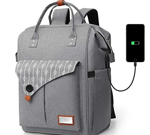 RJEU Mochila Mujer Antirrobo Impermeable, Multiusos Daypacks con Puerto de Carga USB, Mochila para portátil De 15.6 Pulgadas