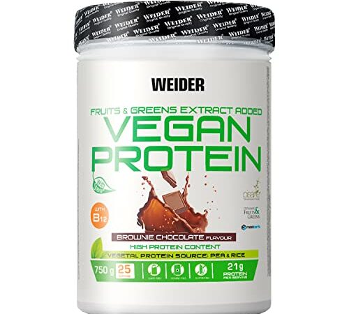 Weider-Vegan Protein- Proteína 100% vegetal de guisantes (PISANE) y arroz. Sin gluten. Sin lactosa. Sin aceite de palma (750 g). Sabor Chocolate