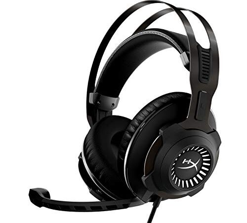 HyperX Cloud Revolver – Auriculares para juegos con sonido envolvente HyperX 7.1, exclusiva espuma viscoelástica, cuero sintético de calidad, micrófono extraíble con cancelación de ruido