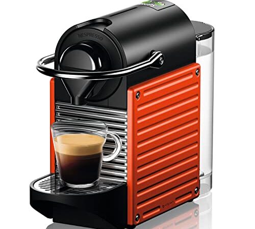 Krups Nespresso Pixie XN3045 - Cafetera monodosis de cápsulas Nespresso, compacta, 19 bares, apagado automático, color naranja, 14 cápsulas interior