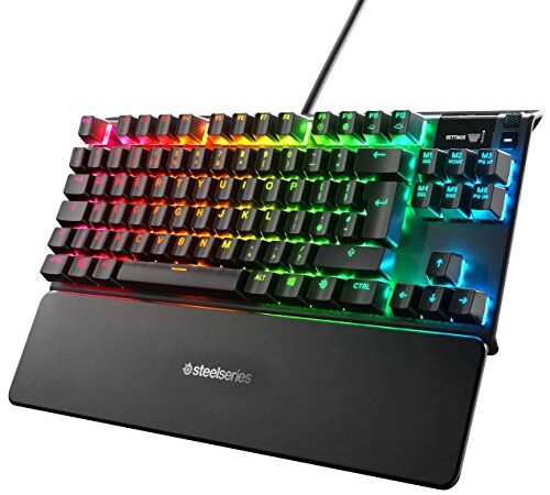 SteelSeries Apex Pro TKL - Teclado mecánico para juegos - Interruptores de actuación ajustables - Pantalla inteligente OLED - Forma compacta - Diseño QWERTY en inglés - Compacto (TKL)