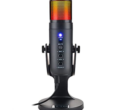 The G-Lab K-Mic Natrium Gaming Microphone RGB - Audio, Soporte antivibración - Micrófono USB de sobremesa Ideal para Gaming, Streaming, Twitch, Youtube para PC/PS4/PS5 - Nuevo 2022